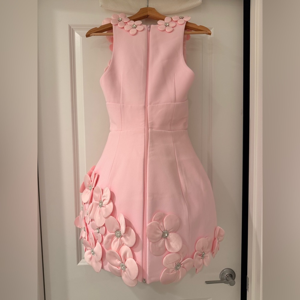 NWOT BRONX AND BANCO Estelle Blush Mini Dress ,Elegant Pink Floral Dress - Picture 12 of 15